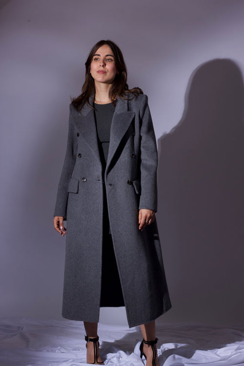 CAPPOTTO DOPPIOPETTO IN LANA DOUBLE – GRIGIO