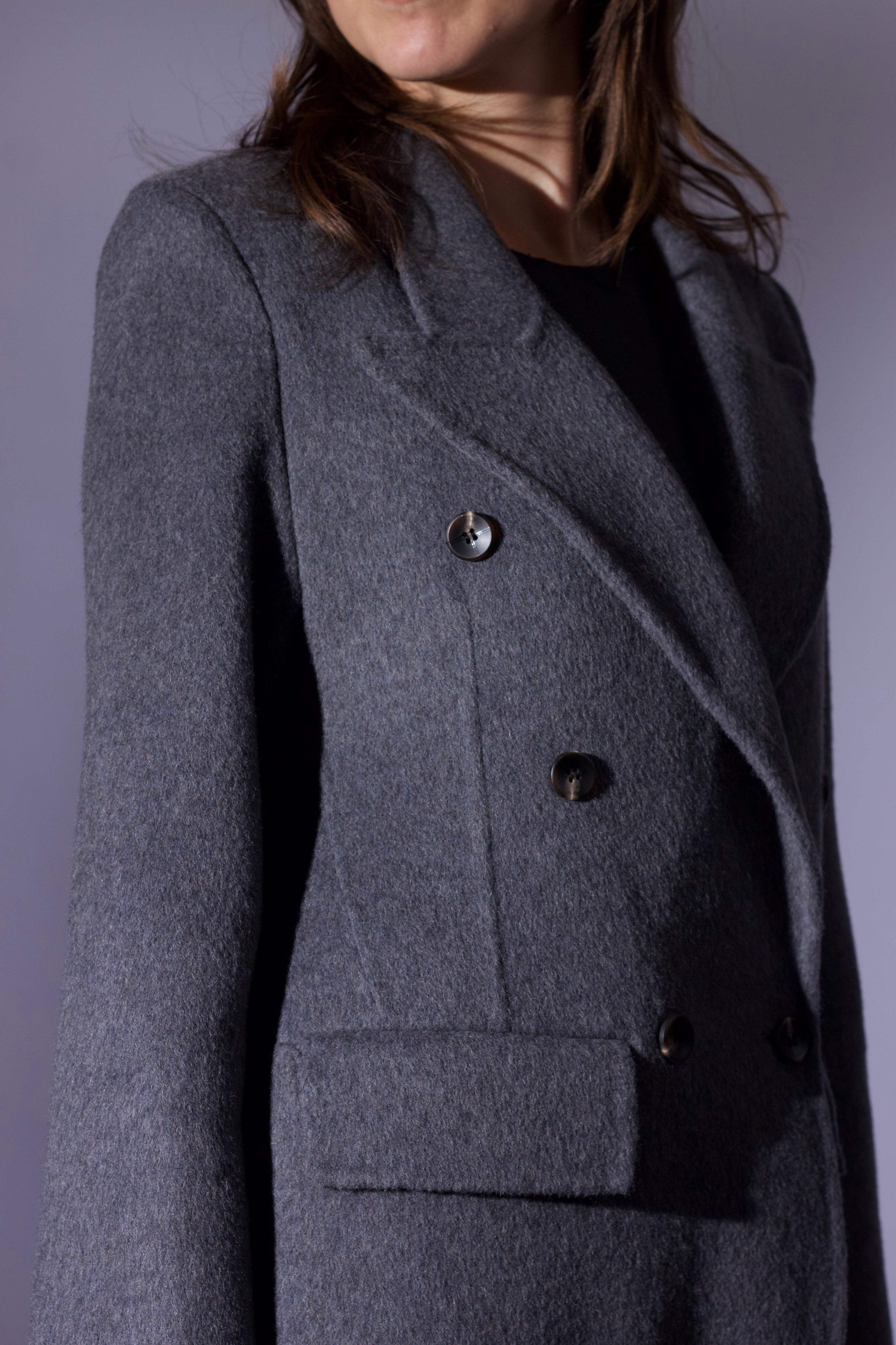 CAPPOTTO DOPPIOPETTO IN LANA DOUBLE – GRIGIO